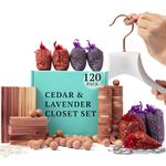 120 Variety Pack - Lavender and Cedar For Closets - Cedar Balls For Clothes Storage - Cedar Closet Protection Scent Bags - Natural Cedar Hanger Rings - Cedar Scented Balls Cedar Air Freshener For Clos