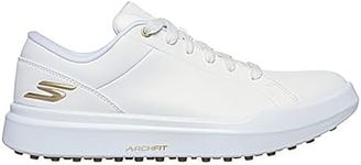 Drive 6 Arch Fit Leather Relaxed Fit Waterproof Golf Shoe White/Gold