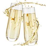 Gandeer 2 Pieces Wedding Gifts for Bride Groom Champagne Glasses Bride Ring Finger Wine Glass Funny Wedding Gifts 9.8 oz Wine Glasses Mr and Mrs Engagement Gifts