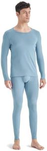 dorsill Men's Thermal Underwear Sets All-Purpose Long Jonhs Sets Autumn And Winter Base Layer Pajams For Teenager Big Boy (Lake blue, S)