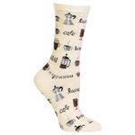 Hot Sox womens Food and Drink Novelty Crew Casual Sock, Coffee (Natural Melange), 4 10 US