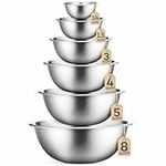 FineDine Mixing Bowls Set - 6-Piece, Easy-Grip, Stainless Steel Mixing Bowls for Baking, Cooking, Salad & Food Prep - Large, Medium and Small Metal Nesting Bowls