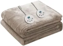 Wapaneus Heated Blanket Electric Queen Size 84"x90"-Dual Control with 10 Heat Levels 12 Timer Settings and 8 Hours Auto-Shut Off,Fast-Heating Electric Blanket,ETL Listed Machine Washable,Mushroom