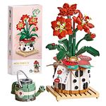 MEIEST Mini Building Blocks Bonsai Plant Model Set,Creative DIY Simulation Particle Flower Succulent Botanical Collection Construction Building Bricks Toys,Home Decor (Amaryllis)