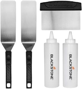 Blackstone 1542 Flat top Griddle Professional Grade Accessory Tool Kit (5 Pieces) 16 oz Bottle, Two Spatulas, Chopper/Scraper and One Cookbook-Perfect for Cooking Indoor or Outdoor, Multicolor