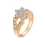 YAZILIND 18K Flower Cluster Cut Band Ring Bride Choice White Crystal Gold Plated One Size R 1/2