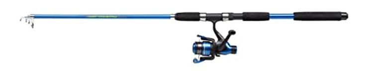 Shakespeare Firebird Tele Spinning Combo, Fishing Rod and Reel, Telescopic, Portable Fishing Setup Pre Spooled with Line, Ready to fish, Predator Fishing,Pike/Perch/Zander, Blue / Black, 3m | 20-50g