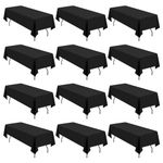 LYAFS 12 Pack Rectangle Tablecloth,60 x 102 inch Black Tablecloth Polyester Table Cloth for 6 Ft Rectangle Tables,Washable Fabric Table Covers for Wedding,Restaurant,Party,Banquet