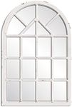 Barnyard Designs Grid Mirror 30x47 Wood Cathedral Window Pane Mirror - Arched Window Mirror for Living Room and Entryway Wall Decor, Windowpane Mirrors That Look Like Windows (White)