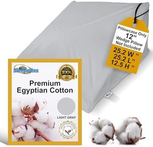 Sleepnitez Egyptian Cotton 12" Wedge Pillowcase Silver/Light Gray Sutiable for Wedge Pillows up to 25" x 25" x 12"