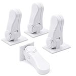 4 Pack Door Lever Child Safety Locks, SACONELL Upgraded Childproof Single Lever Lock, 180 Degree Revolving Door Lock with Adhesive (White)