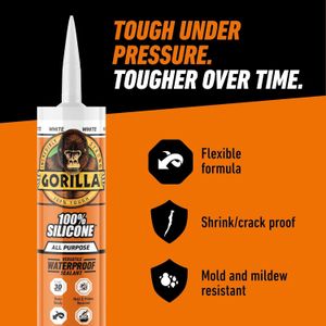 Gorilla White Silicone Sealant, 295ml – Waterproof Adhesive
