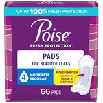 Poise Incontinence Pads, Moderate Absorbency, Regular, 66 Count