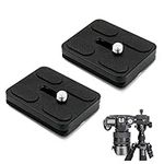 2pcs Metal Quick Release Plate with 1/4''-20 Camera Screw, Black Tripod Mount Plate Fits Standard for DSLR Camera Tripod Ball Head. (PU50)