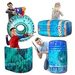 Skywin Obstacles for Play Wars - 4 Pieces Easy Set Up Inflatables Compatible with Toy Foam Party and Laser Tag Game - Battle Obstacles Great for Shelter (Blue)