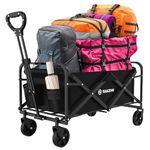 Collapsible Folding Wagon Cart,Outdoor Beach Wagon,Heavy Duty Garden Cart with All Terrain Wheels,Portable Large Capacity Utility Wagon for Camping Fishing Sports Shopping, (Blackxiao)