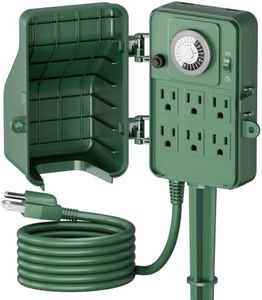 BN-LINK Outdoor Power Stake Timer, 24-Hour Mechanical Timer, 6 Outlets