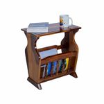 WOODMAZE Solid Sheesham Wood Magazine Rack with Storage for Living Room Office Furniture Wooden Magazine Holder Side End Table Newspaper Rack (Honey Oak Finish)