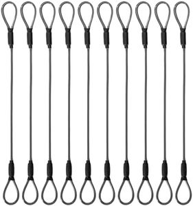 3.3mm Steel Wire Rope Outdoor Travel Security Cable Lock,Braided Steel Coated Safety Cable Luggage Lock,Safety Cable Wire Rope Chain Lock Double Loop Lightweight (Black, 12in/10Pcs)