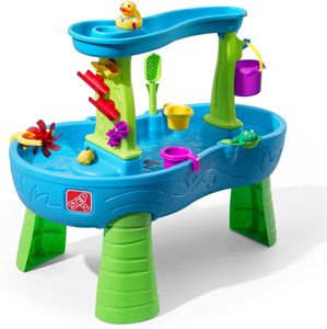 Step2 Rain Showers Splash Pond Water Table – 13-Piece Kids Outdoor Sensory Toy, Blue & Green