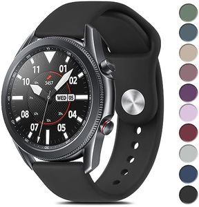 Sport Bands Compatible with Samsung Galaxy Watch 3 Bands 45mm, Galaxy Watch 46mm Band, 22mm Adjustable Soft Silicone Sport Strap Replacement Band for Galaxy Watch 3 45mm / Galaxy Watch 46mm Women Men (Black)