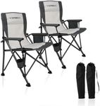 Superrella Portable Outdoor Folding Camping Chairs 2 Pack Heavy Duty Camp Chairs with Storage Bag for Outside Activities, Beige Grey