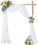 Wedding Arch Draping Fabric, 1 Panel 28" x 19Ft White Drapes Sheer Backdrop Curtain for Wedding Ceremony Party Ceiling Decor