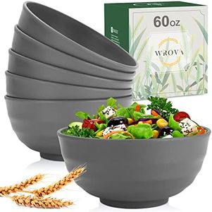 Wheat Straw Bowls Set 60 OZ Unbreakable Large Cereal Bowls Set of 6 Microwave and Dishwasher Safe Bowls Big Bowls for Apartment and Dorm BPA Free Soup Bowl for Serving Oatmeal and Salad (Deep Gray)