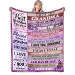 Birthday Gifts for Grandma Blanket, Best Grandma Gifts, Granddaughter Grandson to My Grandma Blanket Gifts for Retirement, 50"X60" Flannel Throw Blankets for Grandma Purple Gifts