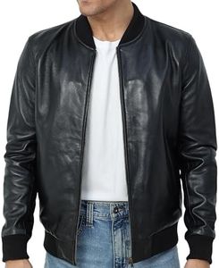 FINCHESCLUB Black Leather Bomber Jacket Men | 100% Real Lambskin Leather Jacket | Men's Leather Motorcycle Jacket | Heritage
