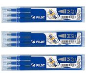 Pilot Frixion erasable pens refill, 9 refill bundle Blue color gel ink fine point 07 (Blue)