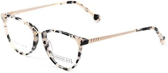 CAROLINE B.K. Montura de gafas sin graduar con lentes transparentes sin prescripción. Lente tamaño MEDIANO (49-54 mm) (M, Tortuga Claro)