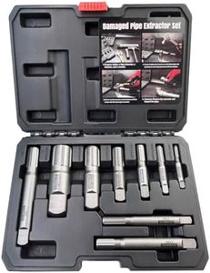 Pipe Extractor Set, 9-Piece Heavy Duty Steel Broken Pipe Extractors for Removing Damaged Threaded Pipes & Fittings from 1/8" to 1", with Durable Storage Case, Ideal Tools for Plumbers Mechanics DIY