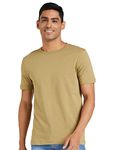 Amazon Brand - Symbol Men's Cotton T Shirt | Round Neck | Half Sleeve | Plain - Regular Fit (Available in Plus Size) (Sand Boa_4XL)