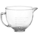 Skelang Glass Mixer Bowl, 5 Quart Glass Mixing Bowl with Handle and Measurement Markings, Stand Mixing Bowl for Whisking, Blending