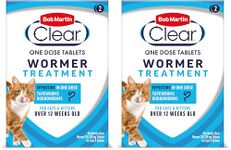 Bob Martin Clear Wormer Treatment for Cats (2 Tablets) - Suitable for Kittens, Clinically Proven Treatment (Pack of 2)