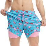 MaaMgic Mens Swim Trunks with Compression Liner 2 in 1 Swimming Shorts Stretch 5.5" Quick Dry Bathing Suits