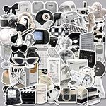 61Pcs Black and White Stickers Laptop Car Scrapbook Phone Skateboard Suitcase Luggage Bike Minimalism Stickers Vinyl Waterproof Aesthetic Personalised Stickers for Teens Boys Girls Adults Children