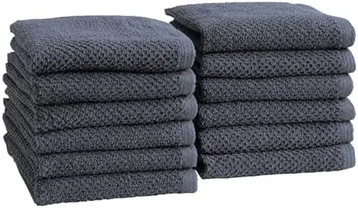 Great Bay Home Navy Washcloth- 100% Cotton 12-Pack 13x13 Wash Cloth - Absorbent, Quick-Drying, Durable Face Towels for Bathroom Decor - Low-Twist, Two-Ply Fibers (Stone Blue)