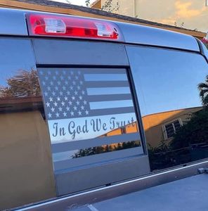 Xinghe for Dodge Ram 2009 to 2026, American Flag Decals Stickers for Truck Back Middle Window, Matte Black USA Flag Decal for Truck Back Sliding Window