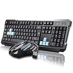 UniFire®High Quality V60 Waterproof 2.4G Wireless Gaming Keyboard with Mouse DPI Control For DESKTOP PC Laptop Wireless Keyboard Mouse Combos (black)