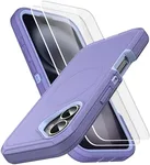 MXX Heavy Duty Made for iPhone 16 Plus Case with Tempered Glass Screen, 3-Layer Full Body Protection Shockproof Dustproof Anti-Drop Cover for 16 Plus Phone Case 6.7" (Light Purple)