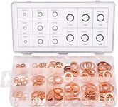 Toolwiz 150PCS 15 Sizes Copper Metric Sealing Washers Assortment Set Flat Ring Sump Plug Oil Seal Gasket Sealing Fitting Washers