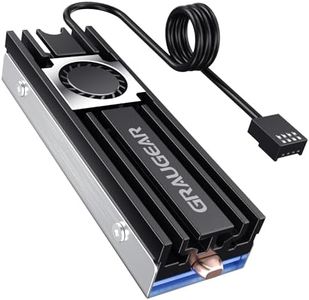 GRAUGEAR M.2 2280 SSD Heatsink, Direct-Touch Heat of Copper Heat Pipe, 20mm Built-in Cooling Fan, Aluminum Plate-Fin Design, Thermal Pads incl. Cooler for M.2 NVMe/SATA [G-M2HS08-F]