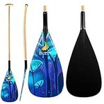 Z&J SPORT Outrigger Canoe Paddle Wooden Shaft, Tahiti Style Hybrid OC Paddle with Graphics Carbon Blade, Durable OC Paddle for Waka AMA, va’a, Bent Shaft & 12 Degree Blade (DW02,47")