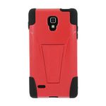 Amzer Double Layer Hybrid Case Cover with Kickstand for LG Optimus L9 P769, 1-Pack, Retail Packaging, Black/Red (AMZ95456)