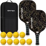 DANDA Pickleball Paddles, USAPA Approved Fibreglass Surface – with a Honeycomb Composite Core – Durable and Lightweight – Pickleball Set with EXTRA 9 Outdoor Balls and Carry Case