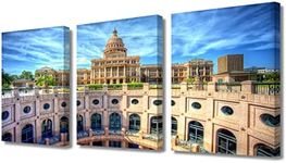 TUMOVO Contemporary Cityscape Decor Pictures Texas State Capital Building Panoramic Wall Art Photographic Canvas Art Prints Modern Home Decor Stretched and Wooden Framed Ready to Hang, 42x20 Inch