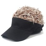 YEKEYI Fake Hair Baseball Hat with Wig Spiked Hairs Cycling Bike Bicycle Cap Fake Hair Wig Visor for Boy&Girl&Adult Black Coffee