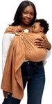 WildBird - Ring Sling Baby Carrier - 0-36 Months (up to 35 lbs) - Standard (74") Willow & Gold Ring - Front, Hip or Back Carry - Adjustable Fit - Natural Linen - Baby Essentials - New Mom Gifts